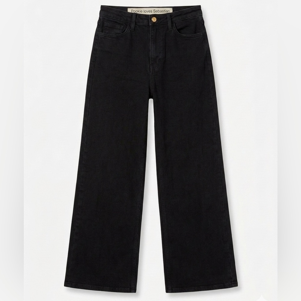 Pookie & Sebastian Black Wide-Leg Denim jeans- size 29